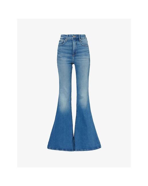 GOOD AMERICAN Blue Super Bell Slim-fit High-rise Stretch-denim Blend Jeans