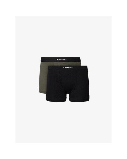 Tom Ford Black Classic Pack Of Two Cotton-Jersey Boxer Briefs for men