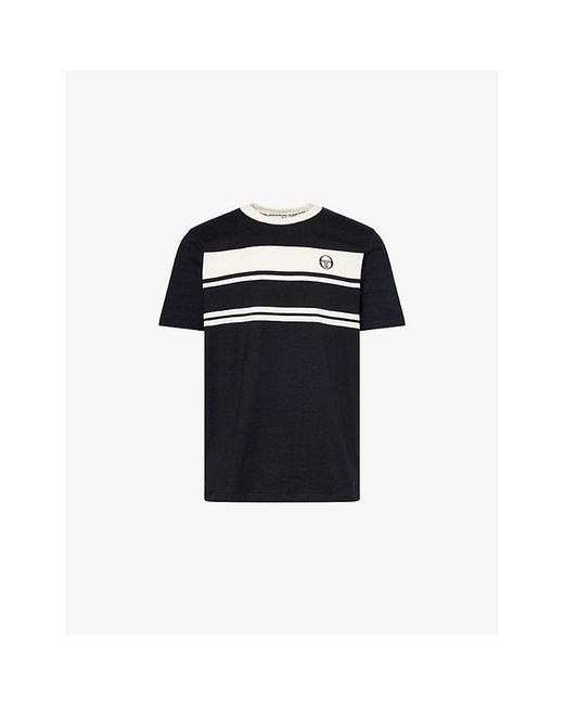 Sergio Tacchini Black Dallarindo Striped Cotton T-Shirt for men