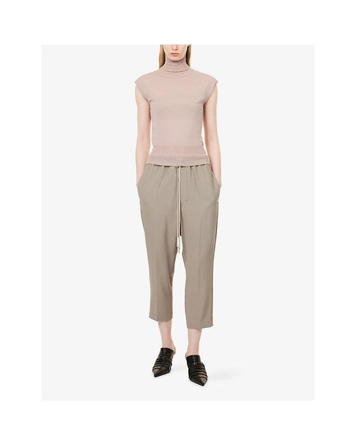 Rick Owens Pink Turtleneck Sleeveless Knitted Virgin-Wool Jumper