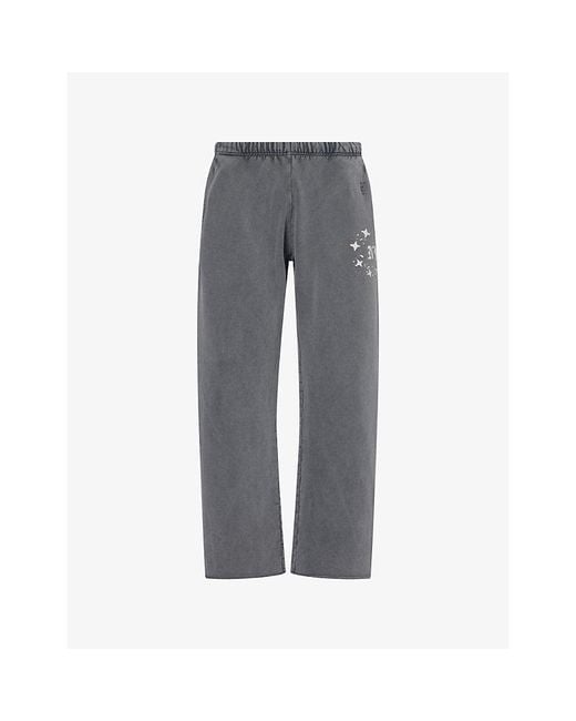 Duke & Dexter Gray Ny Paint-Splatter Cotton-Jersey Jogging Bottoms for men