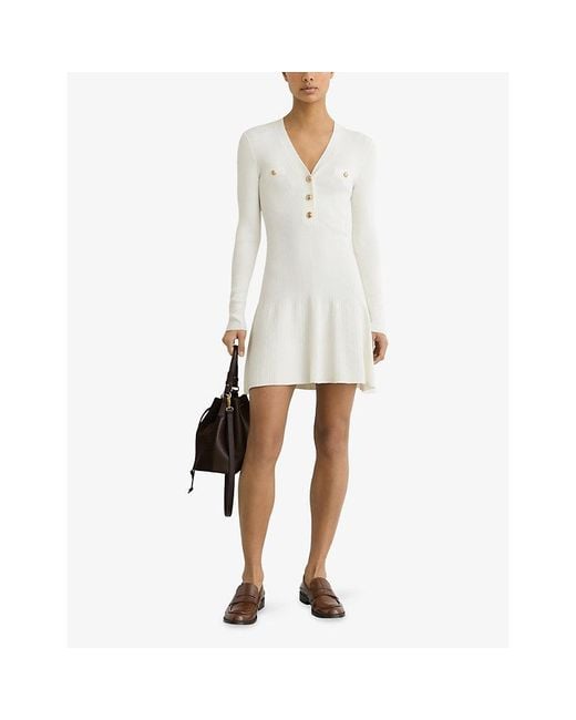 Reiss White Lavelle Knitted Mini Dress