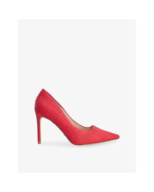 Dune Pink Assured Pointed-Toe Raffia Courts