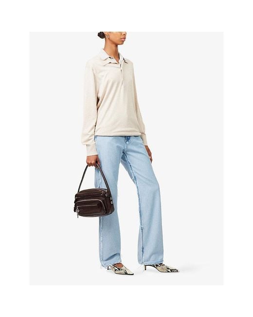 Acne Blue Frayed Wide-Leg Denim Jeans
