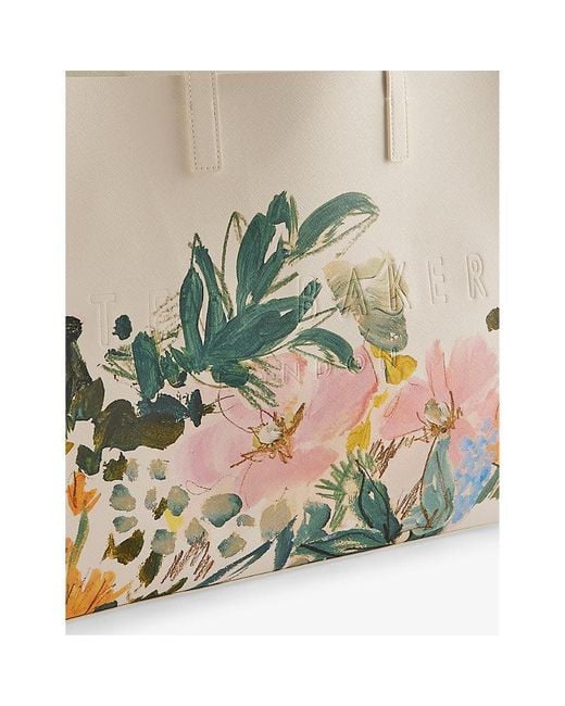 Ted Baker Natural Meadcon Painted-meadow Logo-debossed Faux-leather Tote