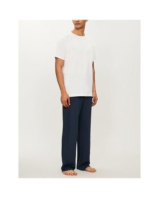 Derek Rose Blue Basel Stretch-Modal Trousers for men
