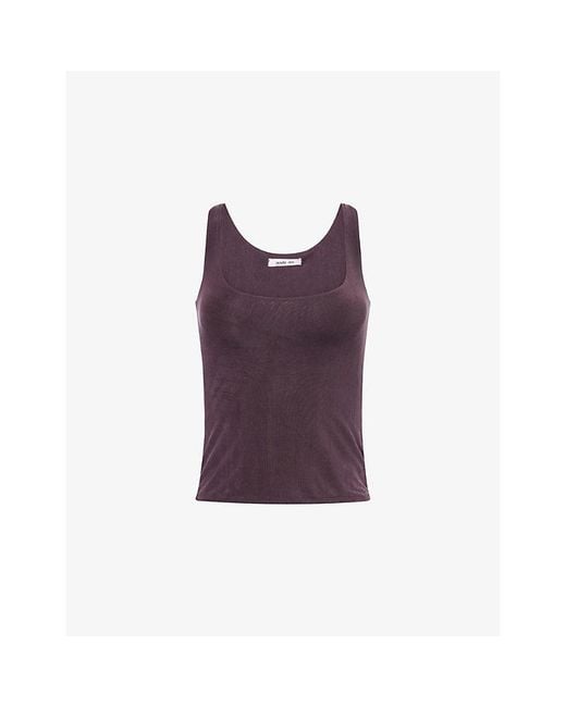 Peachy Den Purple Kylie Scoop-Neck Stretch-Jersey Top