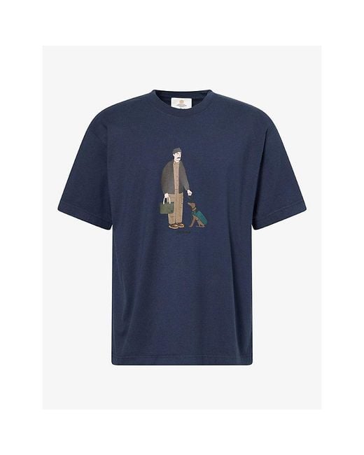 Barbour Blue Fordyce Graphic-Print Cotton T-Shirt for men