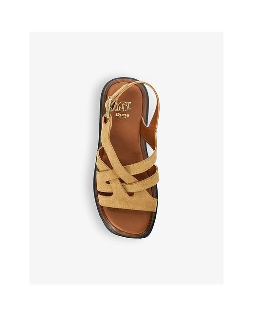 Dune Multicolor Leebra Cross-strap Suede Flatform Sandals