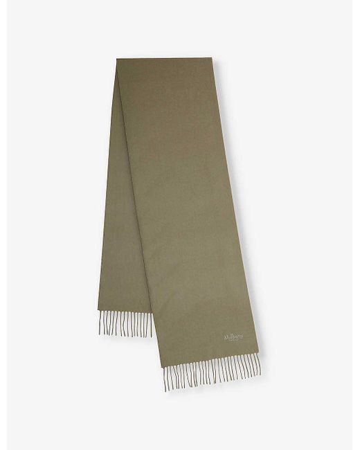 Mulberry Green Logo-embroidered Merino Wool Scarf