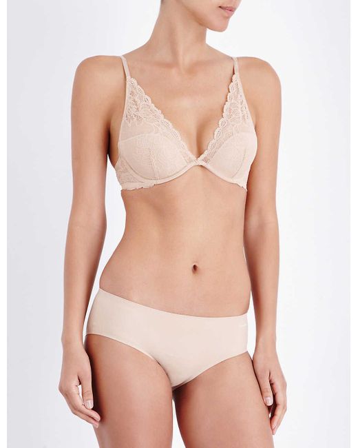 Calvin Klein Natural Seductive Comfort Lace Plunge Bra