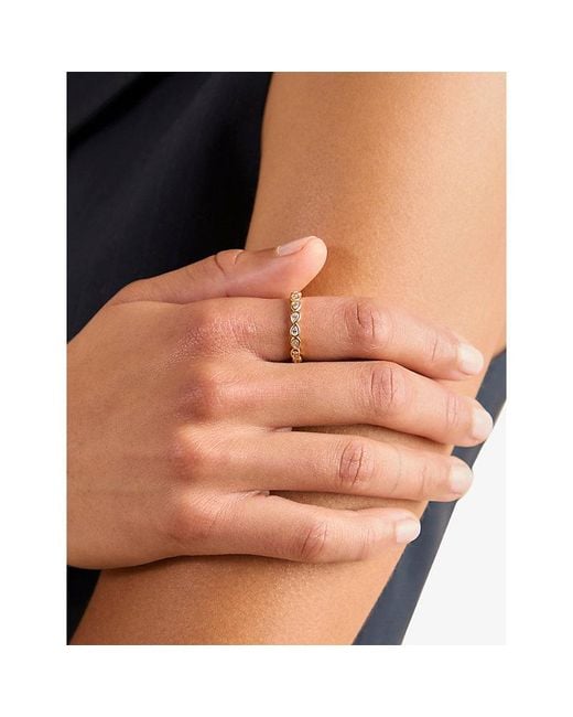 Astrid & Miyu Metallic Pear 18Ct-Plated Sterling- And Zirconia Eternity Ring