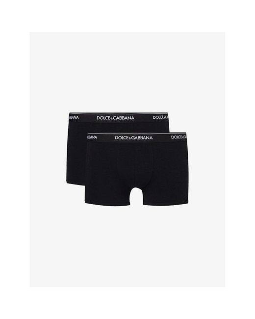 Dolce & Gabbana Black Logo-waistband Pack Of Two Stretch-cotton Boxers for men