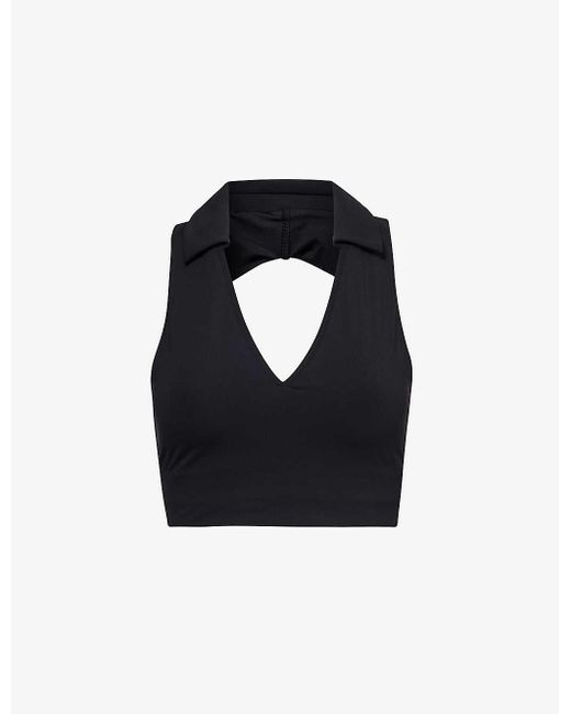 lululemon athletica Black Tennis Collared Stretch-woven Top