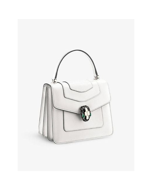 BVLGARI White Serpenti Forever Leather Top-Handle Bag