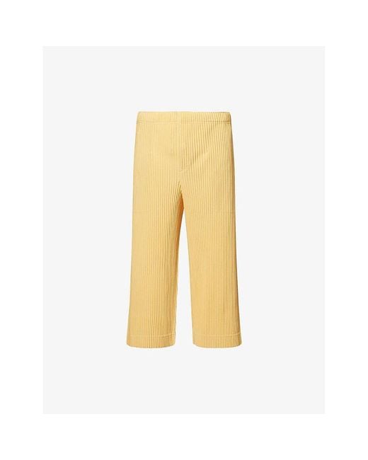 Homme Plissé Issey Miyake Yellow Monthly Colors: August Drawstring Knitted Trousers for men