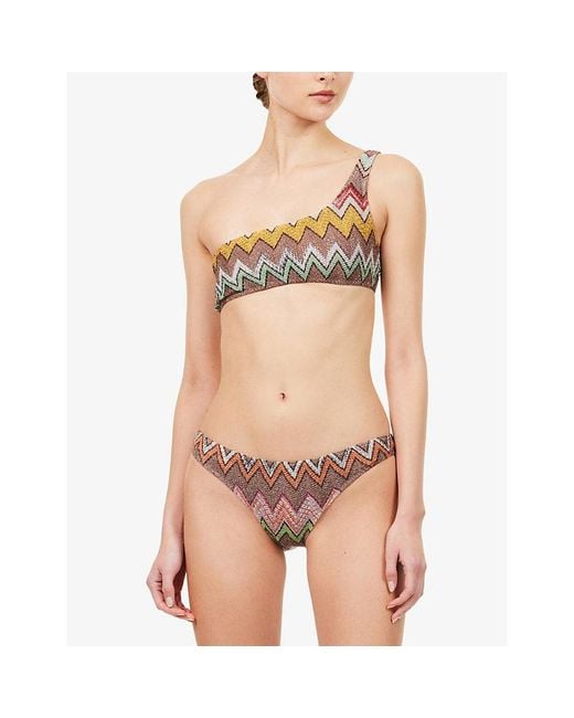 Missoni White Raschel Chevron-Knit Bikini Set
