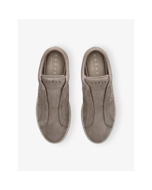 Hogan Gray H668 Slip-On Suede Trainers for men