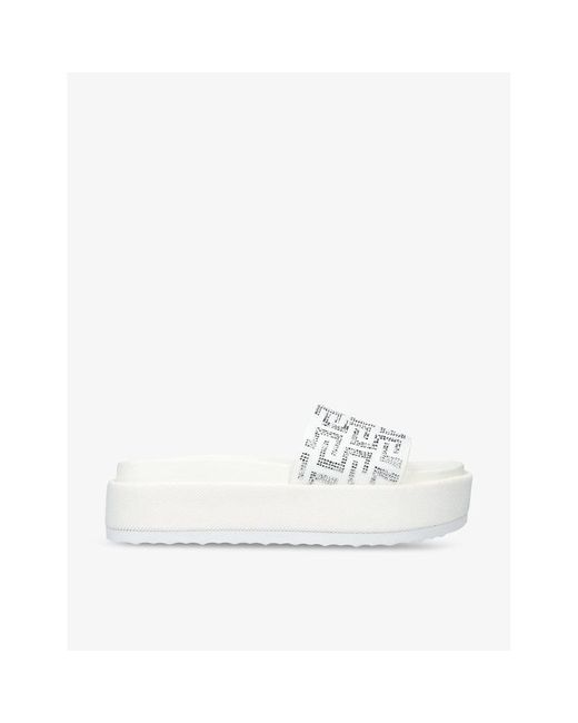 Steve Madden White Kora Embellished-strap Flat Fabric Sandals