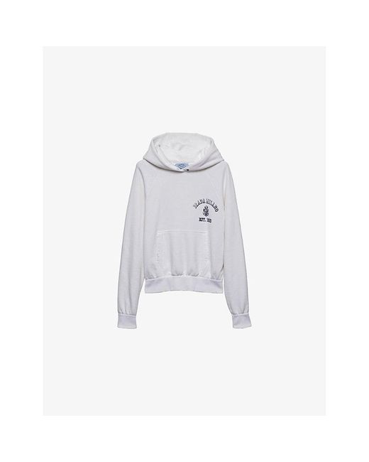 Prada White Logo-Print Relaxed-Fit Cotton Hoody