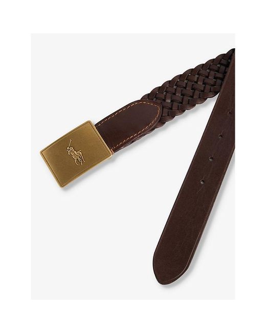 Polo Ralph Lauren Brown Logo-plaque Leather Belt for men