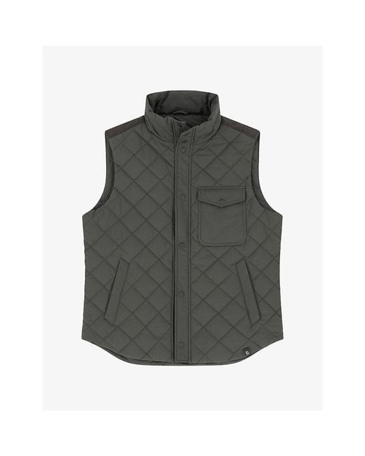 Boggi Gray Padded Patch-Pocket Woven Gilet for men