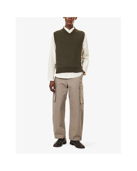 Craig Green Green Blanket V-Neck Merino-Wool And Cotton-Blend Vest for men