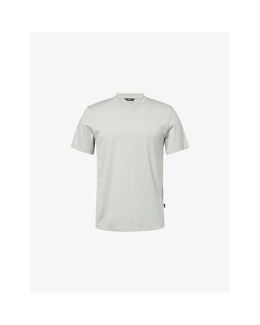 7 For All Mankind Gray Relaxed-Fit Crew-Neck Cotton-Blend T-Shirt for men