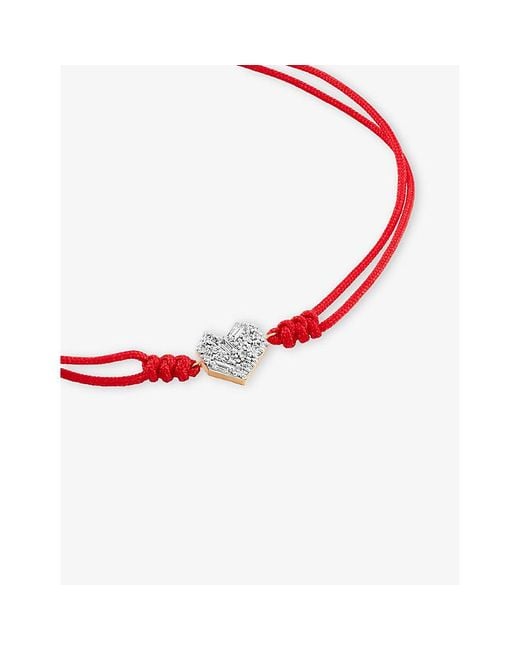 Kismet by Milka Red Cherish 0.04Ct Baguette-Diamond And 0.07Ct Diamond Cord Bracelet