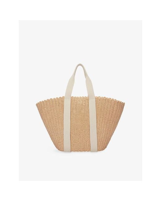 The White Company Natural Webbing-Strap Straw Tote Bag