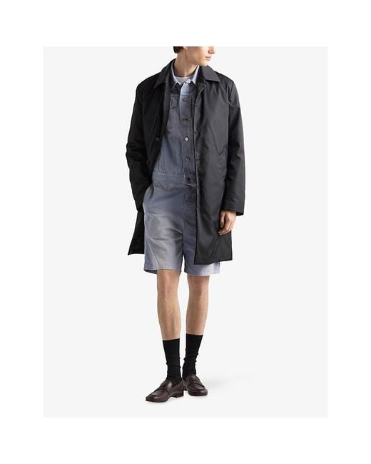 Prada Blue Logo-Patch Cotton-Gabardine Blouson Jacket for men