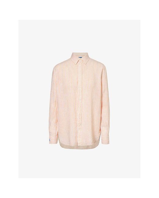 Polo Ralph Lauren Pink Stripe-print Relaxed-fit Linen Shirt