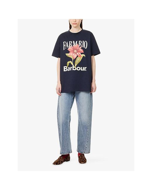 Barbour Blue X Farm Rio Wild Flower Cotton T-Shirt