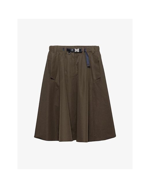 Prada Brown Technical Circle Woven Midi Skirt