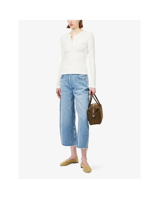 Citizens of Humanity Blue Ayla Raw-Hem Crop Denim Jeans