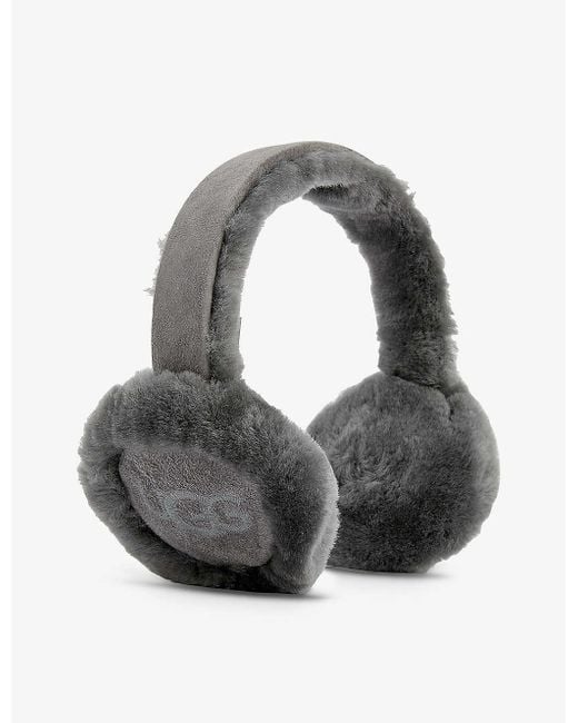 UGG Logoembroidered Suede Earmuffs in Grey Lyst UK