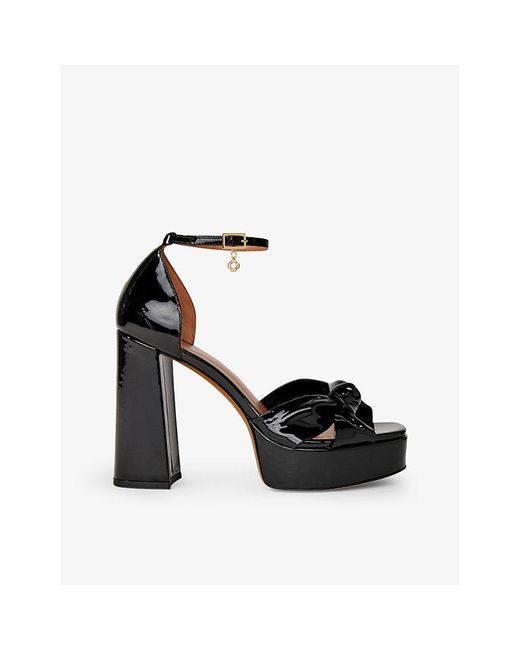 Maje Black Charm-embellished Platform-heel Patent-leather Sandals