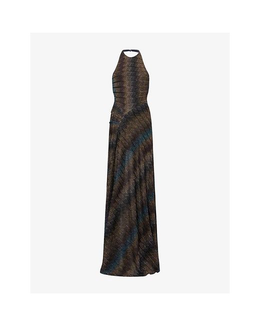 Missoni Black Snake-Pattern Halter-Neck Viscose Lamé Gown