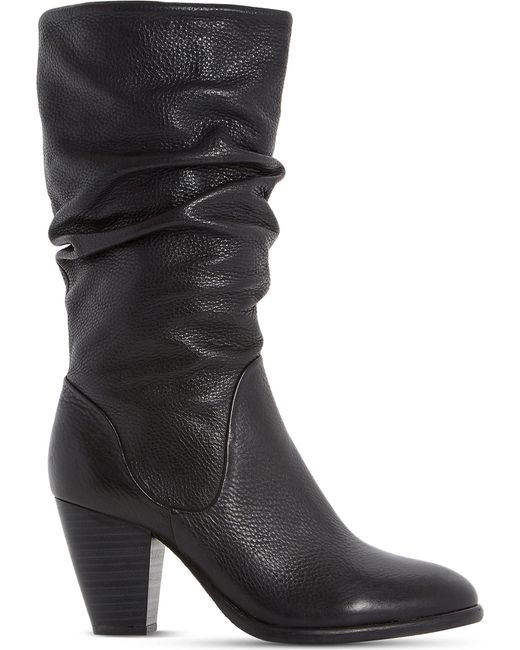 Dune Ladies Black Comfortable Rossy Leather Calf Boots