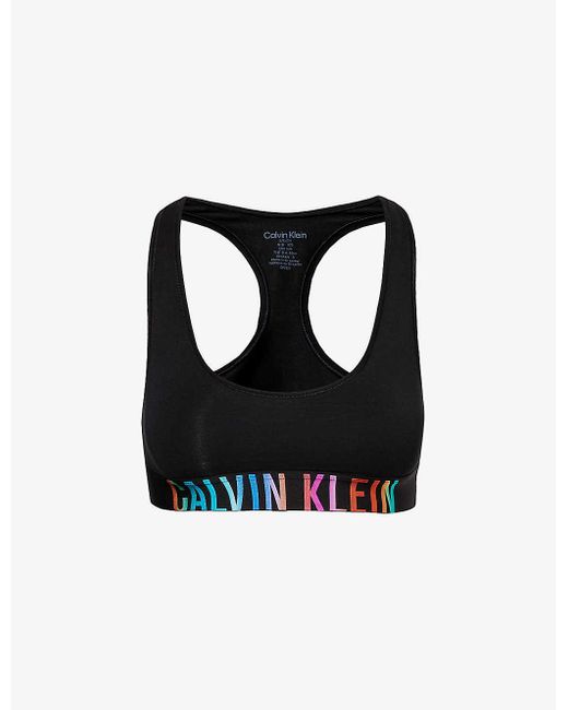 Calvin Klein Black Intense Pride Branded-waistband Cotton-blend Bralette
