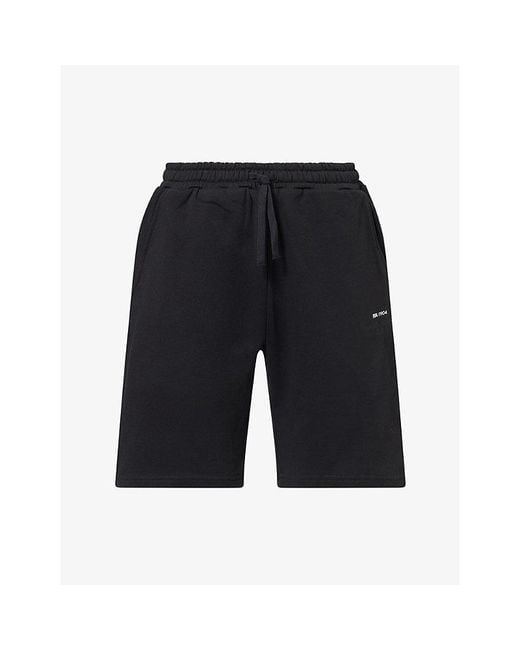 FIFA 1904 Black Stacked-Logo Embroidered Cotton Shorts for men