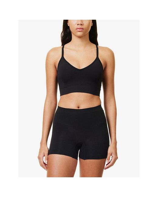 Spanx Black Everyday Shaping High-rise Stretch-woven Shorts