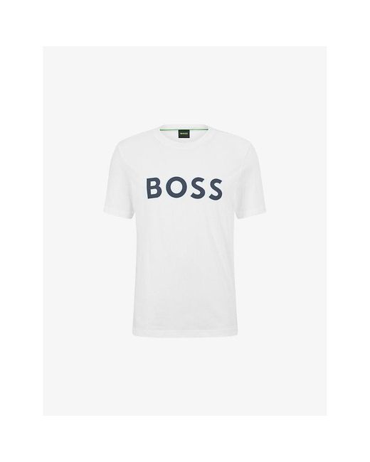 Boss White Logo-print Regular-fit Cotton-jersey T-shirt X for men