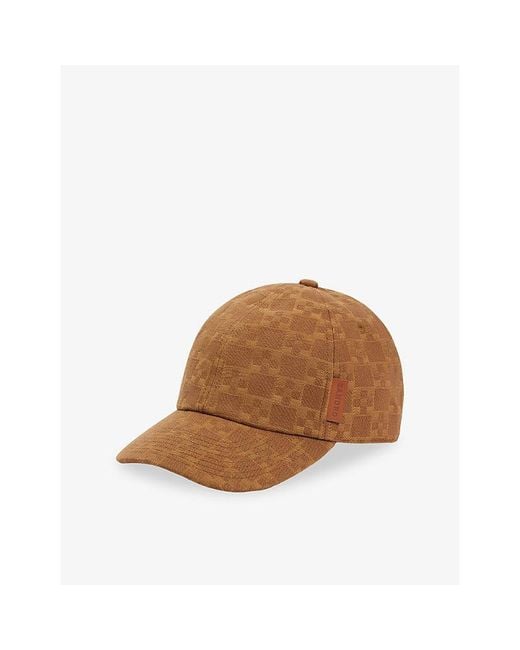 Sandro Brown Grid-Pattern Branded Denim Cap for men