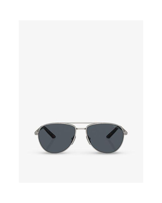 Prada Gray Pr A54s Pilot-frame Metal Sunglasses for men