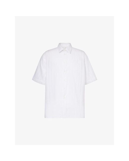 Givenchy White Brand-embroidered Patch-pocket Relaxed-fit Cotton Shirt for men
