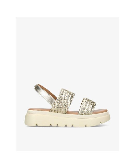 Carvela Kurt Geiger Natural Krypton Metallic Woven-Strap Leather Sandals