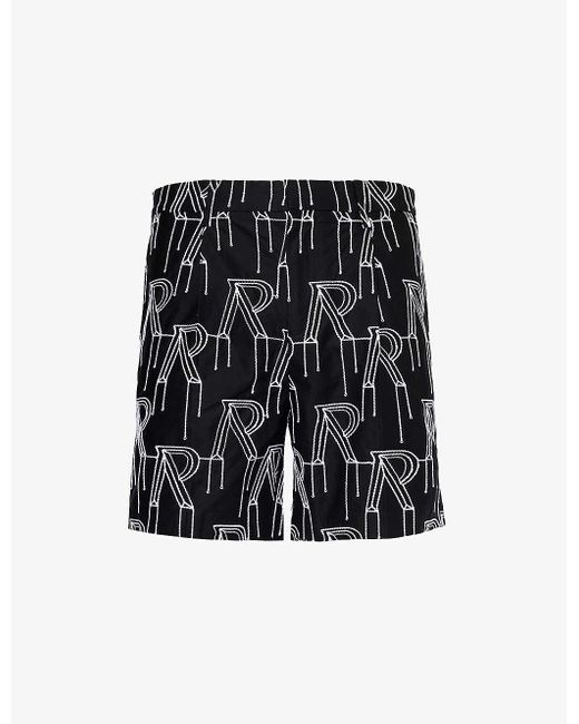 Represent Black Brand-embroidered Mid-rise Cotton Shorts X for men