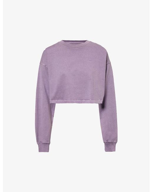 GYMSHARK Purple Everywear Comfort Logo-print Long-sleeved Cotton-jersey T-shirt