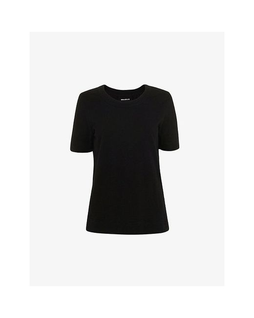 Whistles Black Rosa Double-Trim Cotton T-Shirt